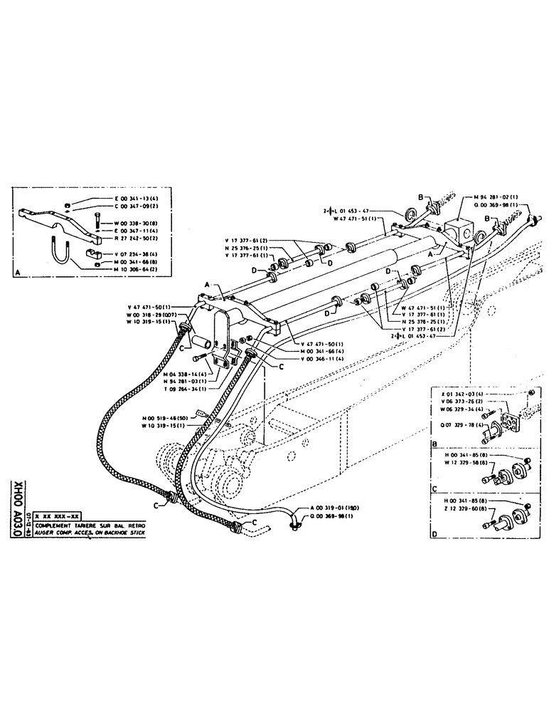 Схема запчастей Case 160CK - (297) - AUGER COMP. ACCES. ON BACKHOE STICK (14) - DIPPERSTICKS