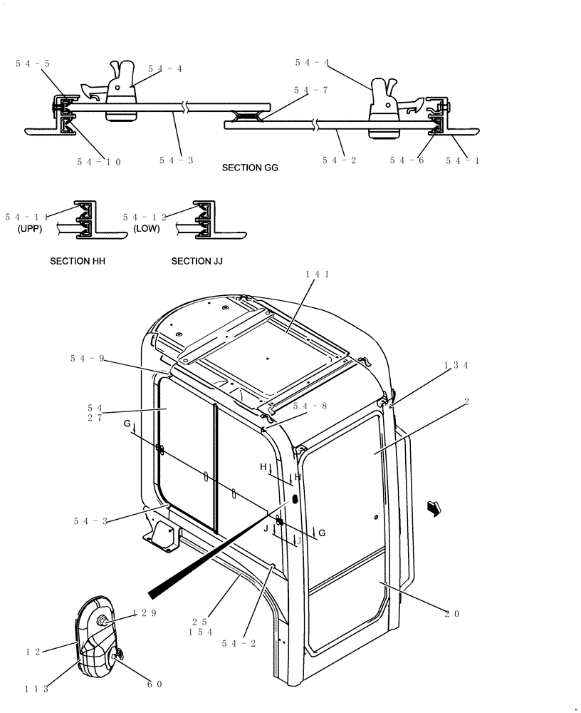 Схема запчастей Case CX27B - (180-01[2]) - CAB - COMPONENTS (90) - PLATFORM, CAB, BODYWORK AND DECALS