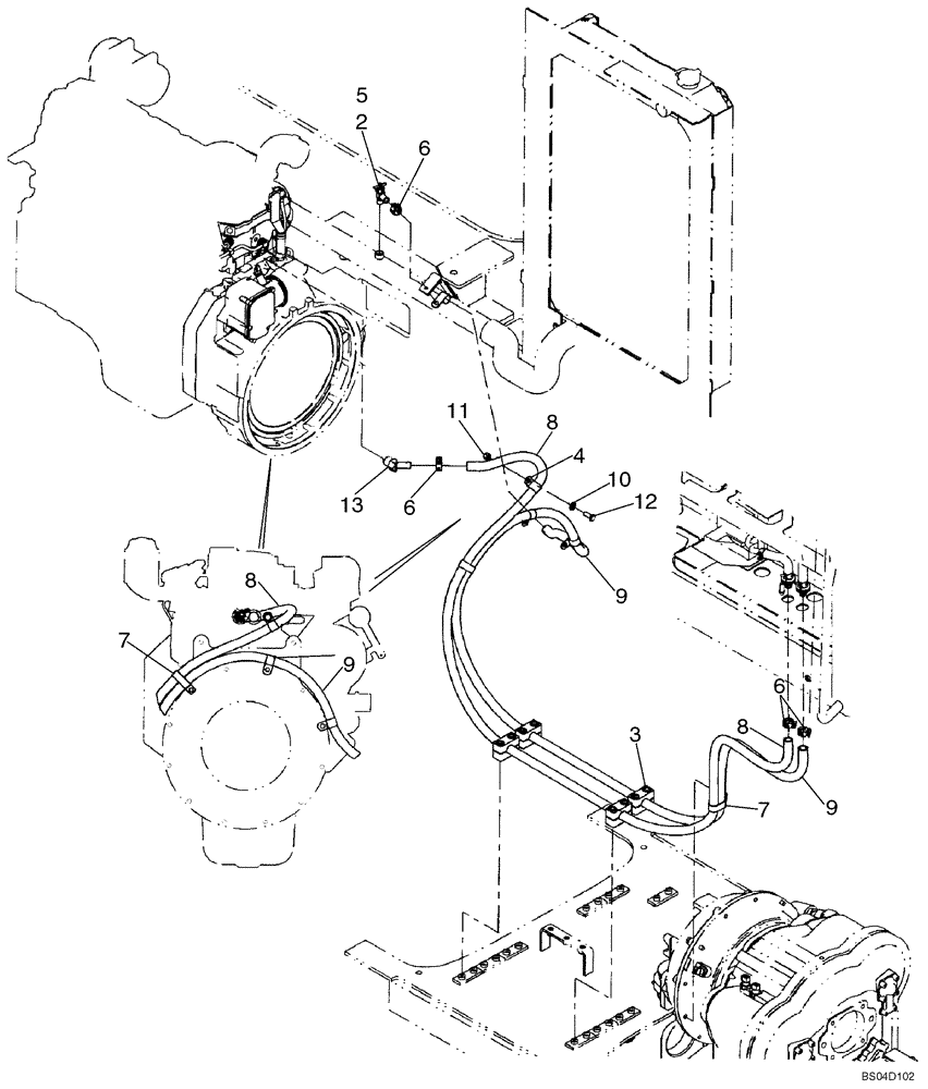 Схема запчастей Case 521D - (09-46) - HEATING HOSES (09) - CHASSIS