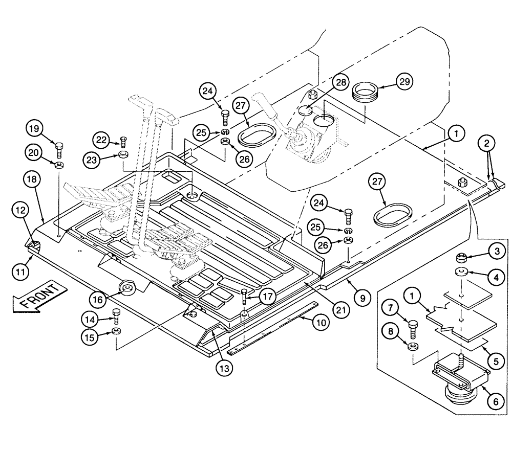 Схема запчастей Case 9040 - (9-42) - CAB FLOOR AND MOUNTING (09) - CHASSIS