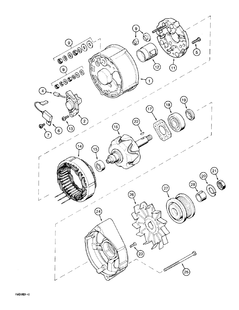 Схема запчастей Case 9030 - (4-02) - ALTERNATOR - A187916 (04) - ELECTRICAL SYSTEMS