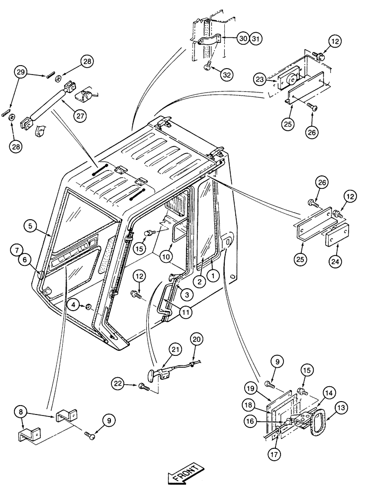 Схема запчастей Case 9040 - (9-50) - CAB DOOR RELEASE AND OVERHEAD DOOR CYLINDER (09) - CHASSIS