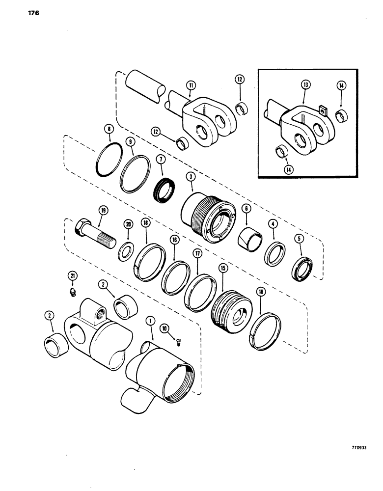 Схема запчастей Case 450 - (176) - G101233, G101224 LOADER LIFT CYLINDERS, TUBE IS STAMPED WITH CYLINDER PART NUMBER (07) - HYDRAULIC SYSTEM