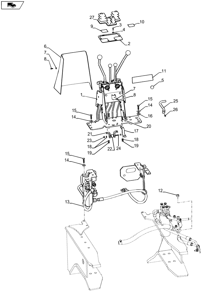 Схема запчастей Case 590SN - (35.726.31[01]) - CONTROL - BACKHOE, 2 LEVER (35) - HYDRAULIC SYSTEMS