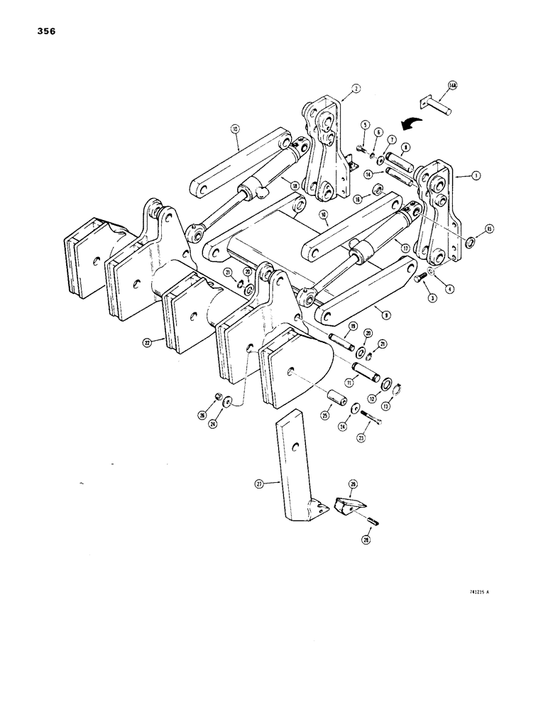 Схема запчастей Case 1450 - (356) - RIPPER MECHANICAL PARTS - 5 SHANK (09) - CHASSIS/ATTACHMENTS