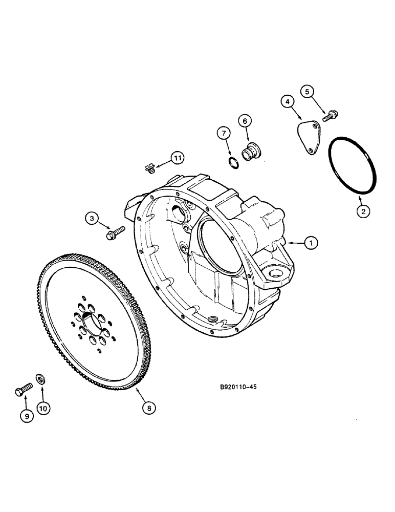 Схема запчастей Case 688C - (2-56) - FLYWHEEL AND HOUSING (01) - ENGINE