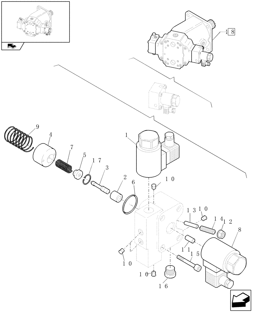 Схема запчастей Case 321E - (076/01[21]) - HYDRAULIC MOTOR ADJUSTMENT : CONTROL UNIT (HIGH SPEED) (05) - REAR AXLE