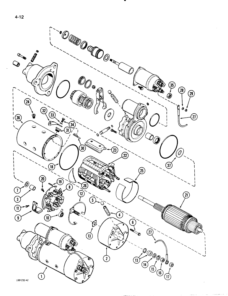 Схема запчастей Case W30 - (4-12) - L118276 STARTER, DELCO-REMY (04) - ELECTRICAL SYSTEMS