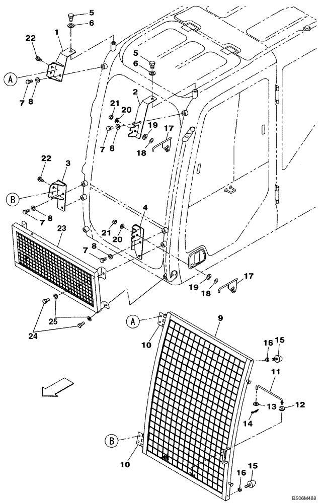 Схема запчастей Case CX210BLR - (09-32) - GUARD, BRUSH - CAB BRUSH SCREEN (09) - CHASSIS/ATTACHMENTS