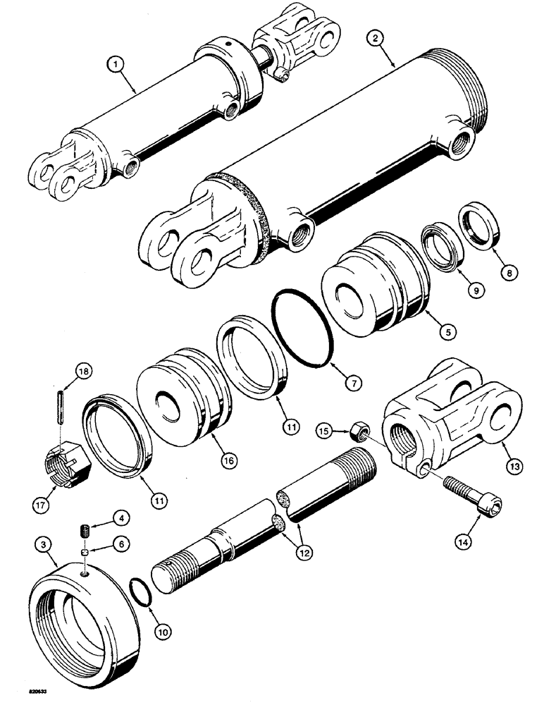 Схема запчастей Case 580 - (85A) - N7631 SIDESHIFT, LOADER BUCKET AND TILT CYLINDER (35) - HYDRAULIC SYSTEMS