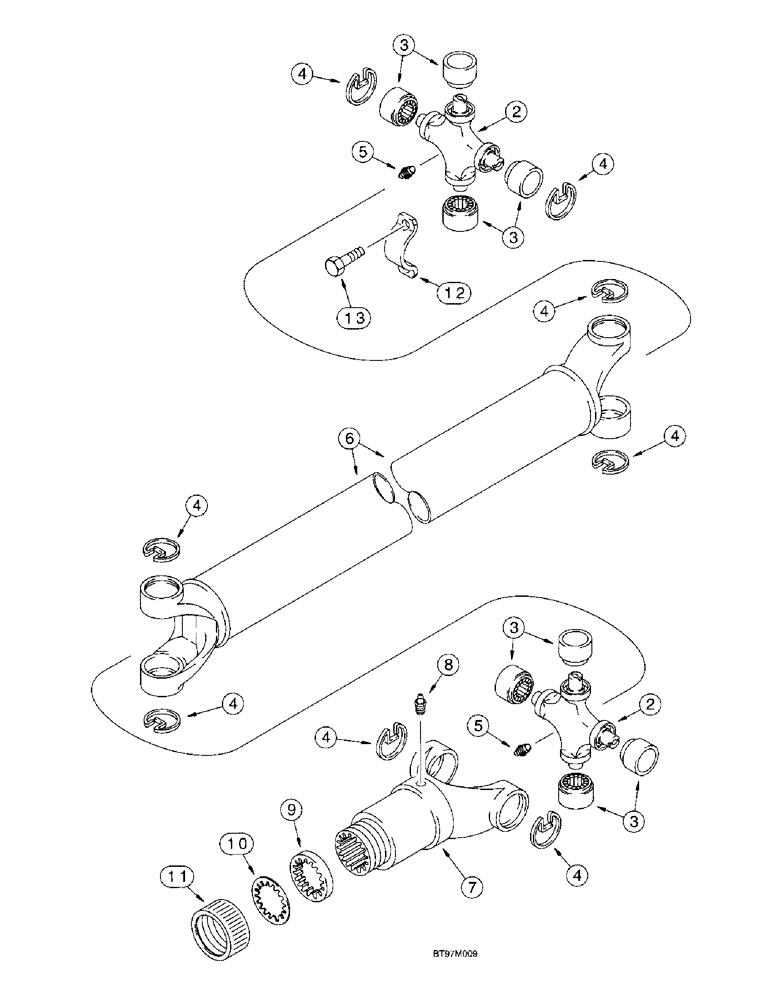 Схема запчастей Case 570LXT - (6-114) - DRIVE SHAFT FOR REAR DRIVE AXLE, REAR DRIVE AXLE TO TRANSMISSION (06) - POWER TRAIN