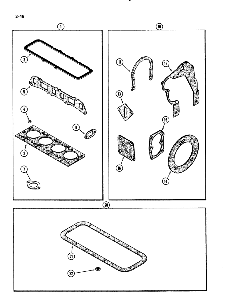 Схема запчастей Case 1835B - (2-46) - ENGINE GASKET KITS, 148B SPARK IGNITION ENGINE (02) - ENGINE