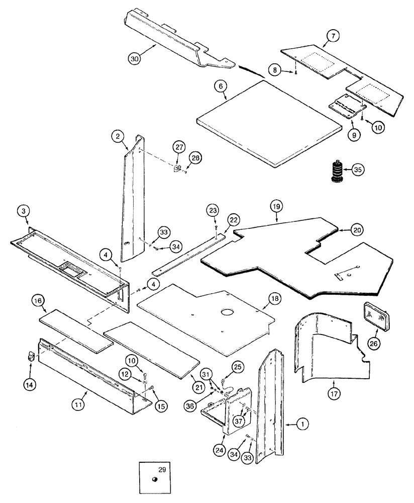 Схема запчастей Case 921B - (9-042) - CAB INTERIOR (09) - CHASSIS/ATTACHMENTS