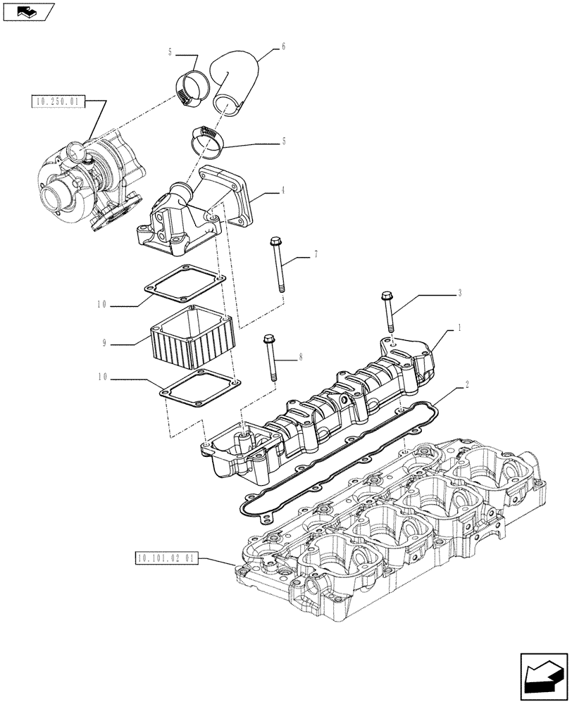 Схема запчастей Case F5CE5454C A003 - (10.254.04) - INTAKE MANIFOLD (504385851 - 504385860) (10) - ENGINE