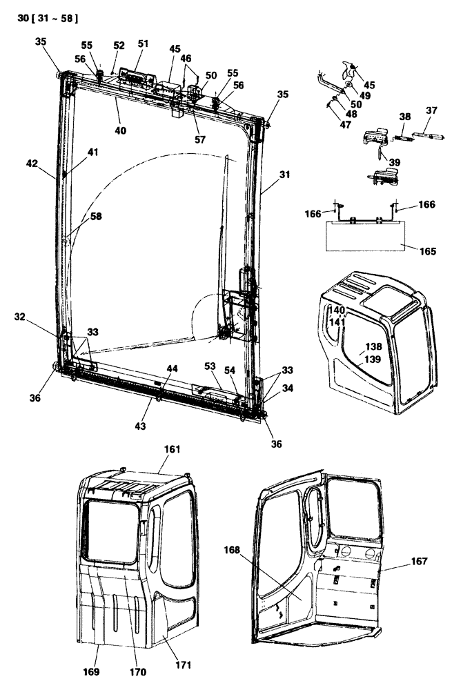Схема запчастей Case CX135SR - (09-26[01]) - CAB - WINDSHIELD (09) - CHASSIS/ATTACHMENTS
