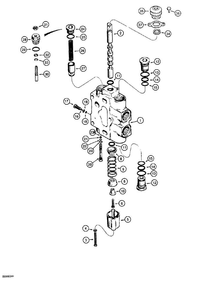 Схема запчастей Case 1150G - (8-054) - TILT AND ANGLE SECTIONS, PRIOR TO JJG0218023 AND JJG0218024 - JJG0218478 (07) - HYDRAULIC SYSTEM