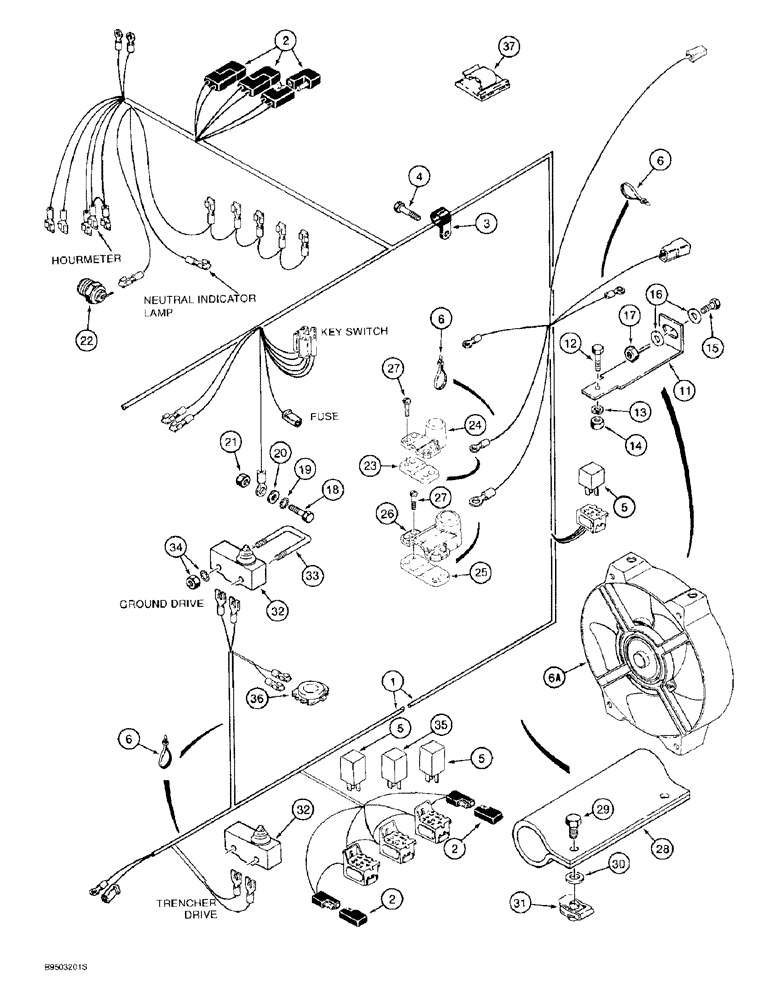 Схема запчастей Case 360 - (4-15G) - MAIN WIRING HARNESS AND CONNECTIONS - DEUTZ ENGINE MODELS P.I.N. JAF0104257 & AFTER W/SEAT INTERLOCK (04) - ELECTRICAL SYSTEMS