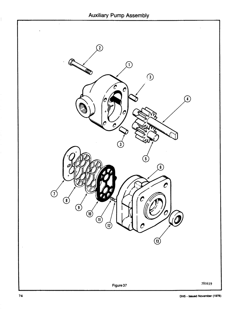 Схема запчастей Case DH5 - (074) - AUXILIARY PUMP ASSEMBLY (35) - HYDRAULIC SYSTEMS