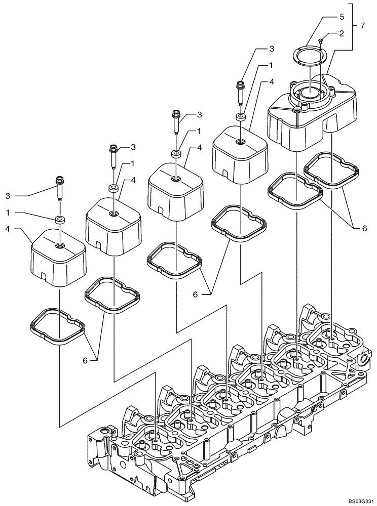 Схема запчастей Case 621D - (02-32) - CYLINDER HEAD - COVERS (02) - ENGINE