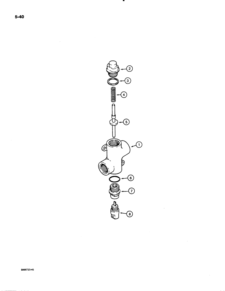 Схема запчастей Case 621 - (5-40) - CHECK VALVE FOR AUXILIARY STEERING, P.I.N. JAK0020901 AND AFTER (05) - STEERING
