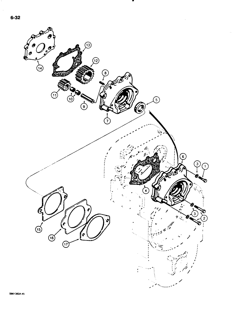 Схема запчастей Case W20C - (6-32) - TRANSMISSION, CHARGING PUMP (06) - POWER TRAIN