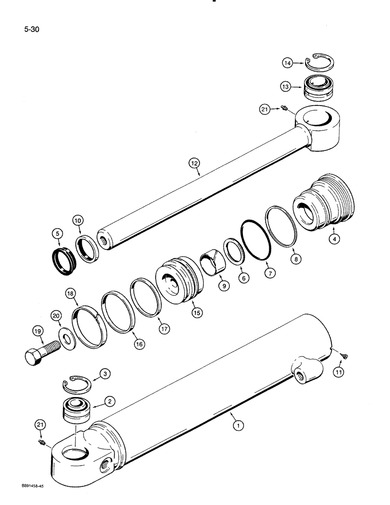 Схема запчастей Case 821 - (5-030) - STEERING CYLINDER, PRIOR TO P.I.N. JAK0024132 (05) - STEERING