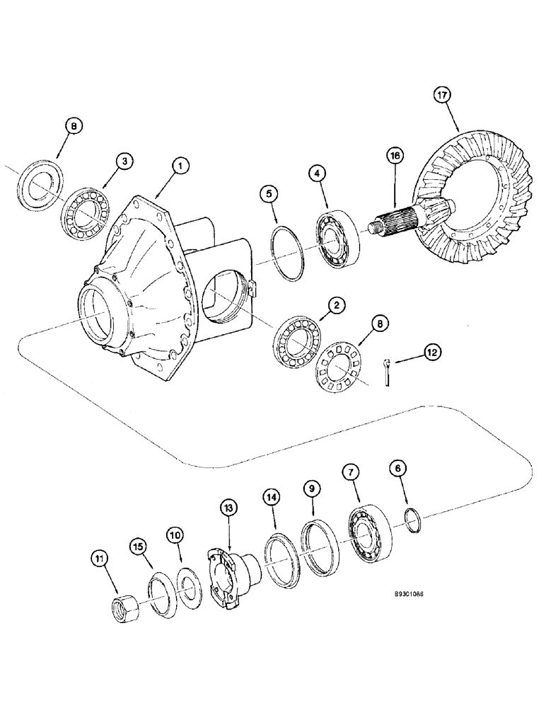 Схема запчастей Case 821B - (6-56) - REAR AXLE DIFFERENTIAL CARRIER, 107935A1 AND 231370A1 AXLES (06) - POWER TRAIN