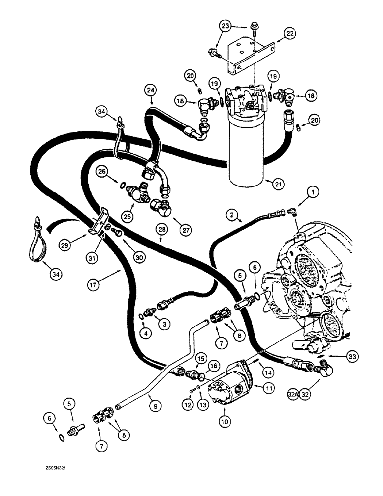 Схема запчастей Case 1150E - (6-48) - TRANSMISSION HYDRAULIC CIRCUIT, TORQUE CONVERTER TO TRANSMISSION (06) - POWER TRAIN