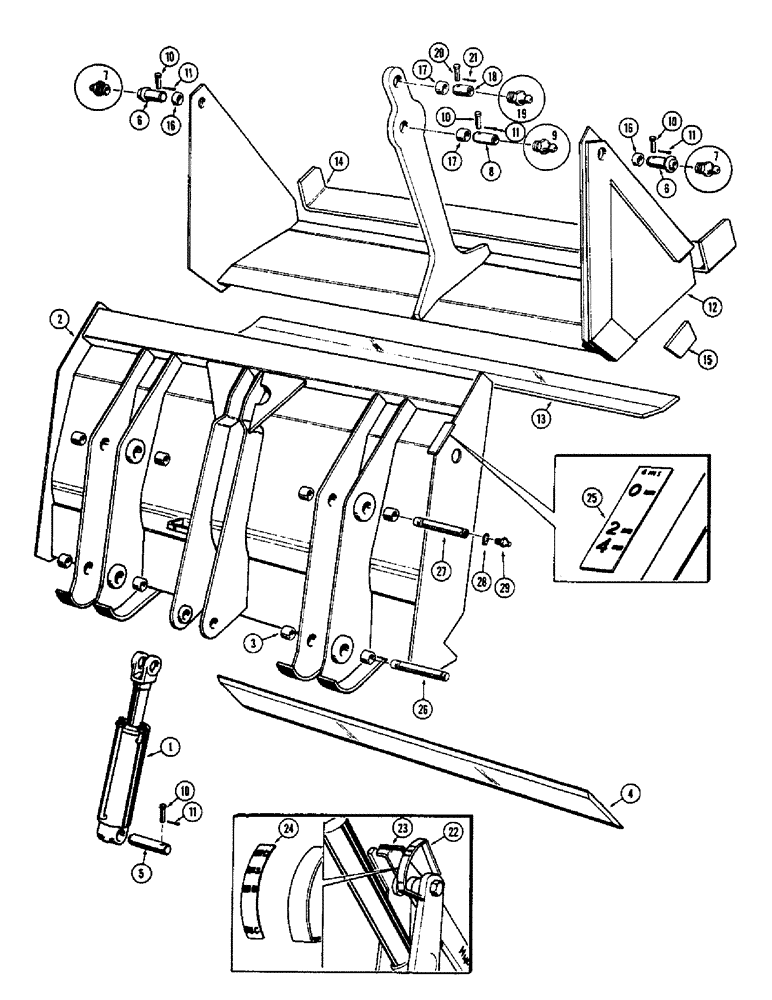 Схема запчастей Case 33 - (024) - DROTT 4-IN-1 BUCKET, * USED WITH SNAP RING TYPE MOUNTING PINS 