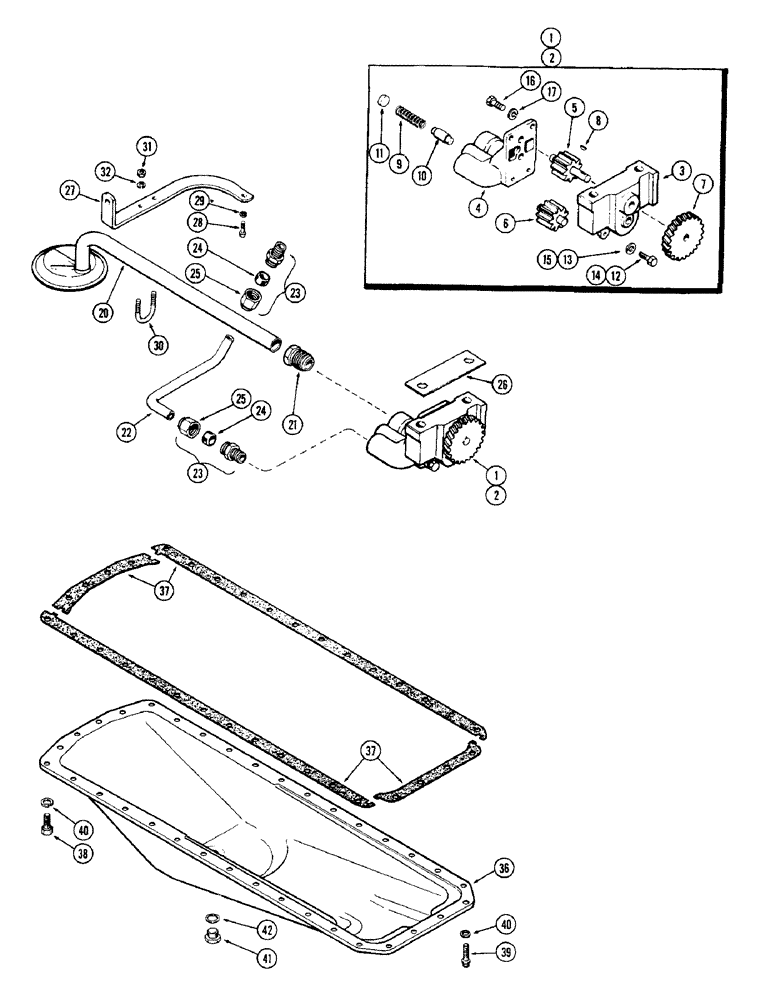 Схема запчастей Case W10B - (011A) - OIL PUMP, (401) DIESEL ENGINE, FIRST USED ENGINE SERIAL NUMBER 2173890 (02) - ENGINE