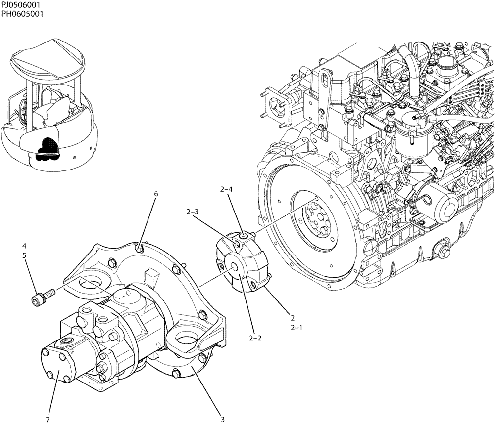 Схема запчастей Case CX50B - (01-021) - POWER TAKE-OFF ASSY (COOLER) (35) - HYDRAULIC SYSTEMS