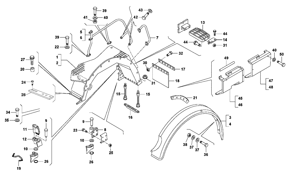 Схема запчастей Case 327B - (60A00000588[001]) - MUD GUARD ASSY, FRONT (87518267) (10) - Cab/Cowlings