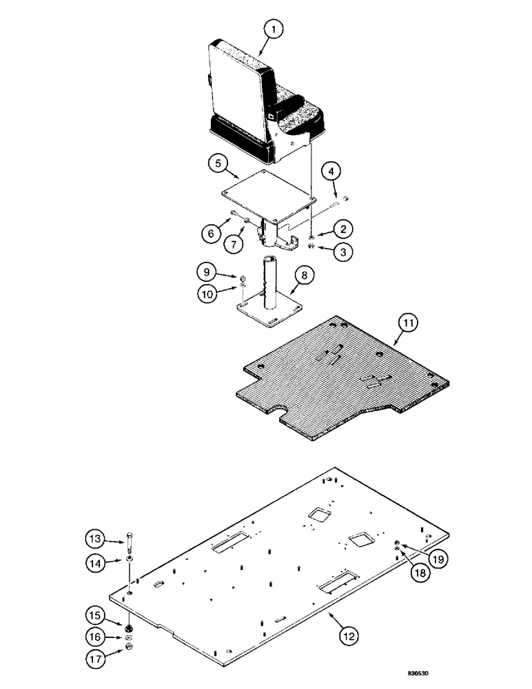 Схема запчастей Case 1187 - (310) - SEAT, SEAT MOUNTING AND FLOOR PLATE (05) - UPPERSTRUCTURE CHASSIS