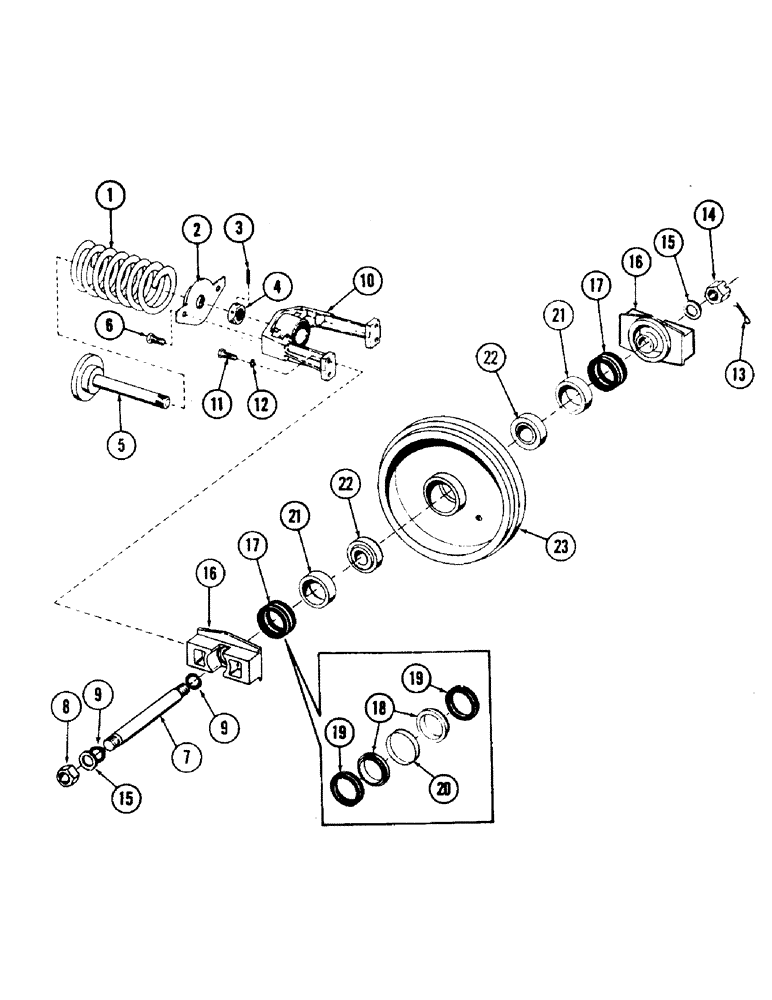 Схема запчастей Case 35 - (006) - IDLER WHEEL AND TRACK ADJUSTER (48) - TRACKS & TRACK SUSPENSION