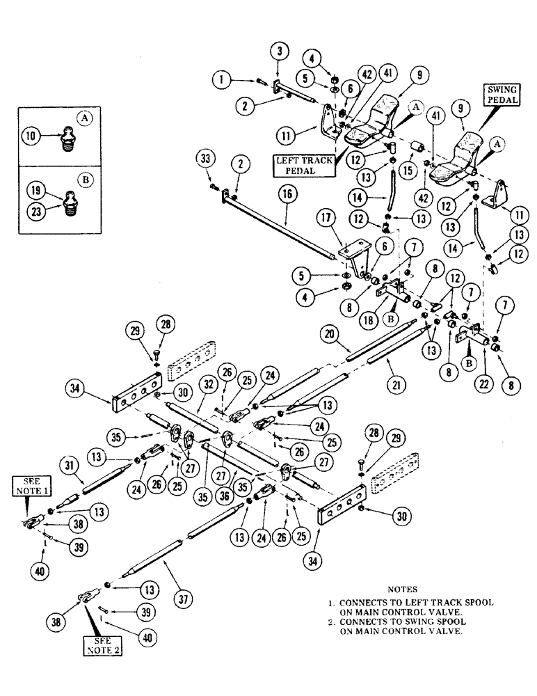 Схема запчастей Case 35 - (078) - PEDALS AND ATTACHING PARTS FOR: LEFT TRACK AND SWING CONTROL (33) - BRAKES & CONTROLS