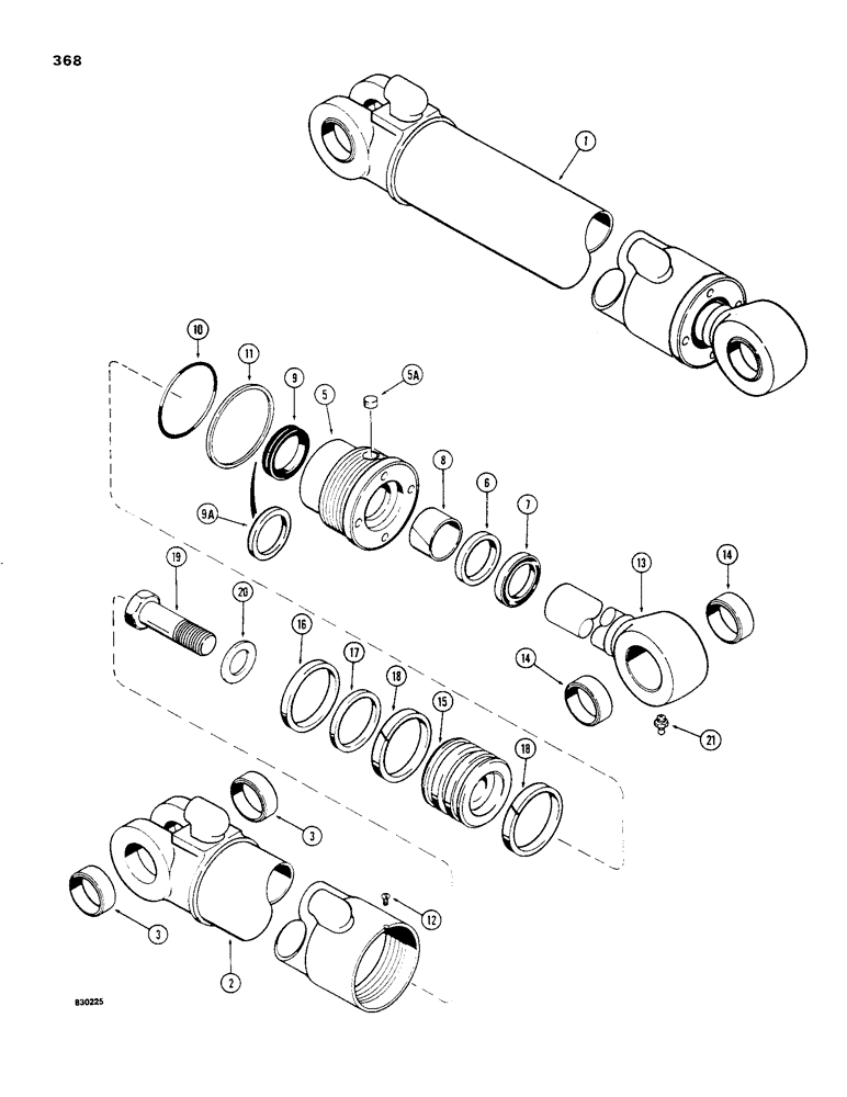 Схема запчастей Case 480C - (368) - G101202 BACKHOE DIPPER CYLINDER, WITH ONE PIECE PISTON (35) - HYDRAULIC SYSTEMS