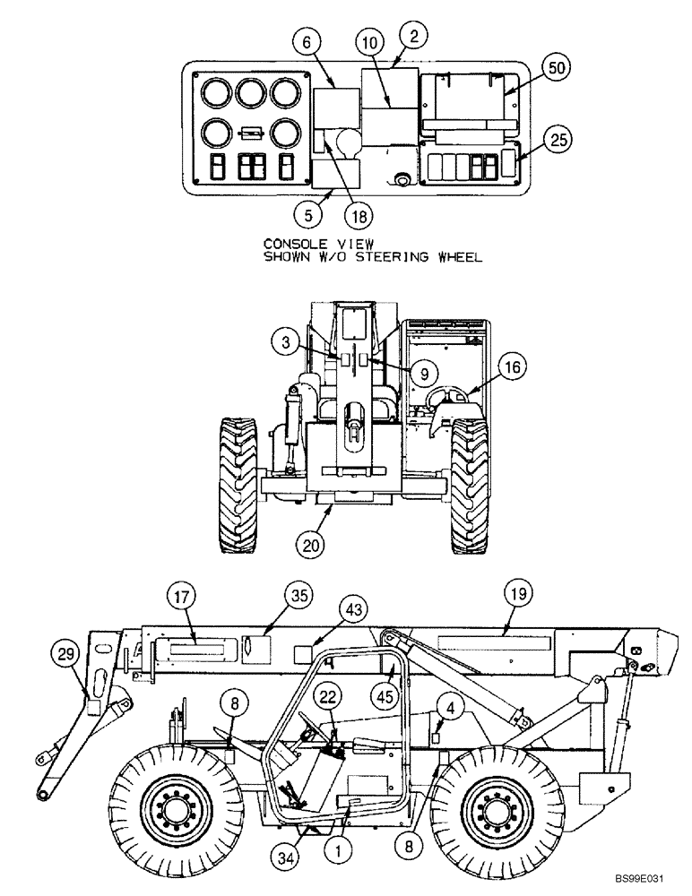 Схема запчастей Case 686G - (9-56) - DECALS, LEFT-HAND SIDE AND LOAD CHARTS (BSN 686G JFE0000662; 686GXR JFE0001702) (09) - CHASSIS/ATTACHMENTS