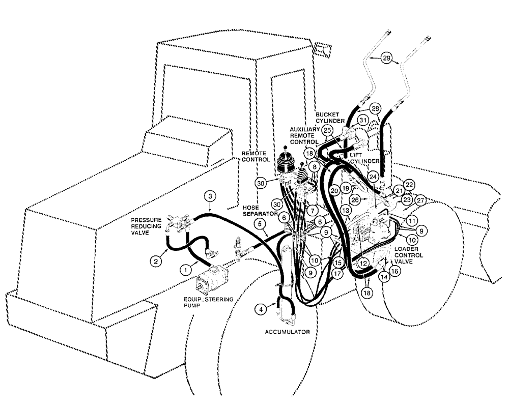 Схема запчастей Case 921B - (1-020) - PICTORIAL INDEX - THREE SPOOL CONTROL VALVE HYDRAULIC CIRCUIT (00) - PICTORIAL INDEX