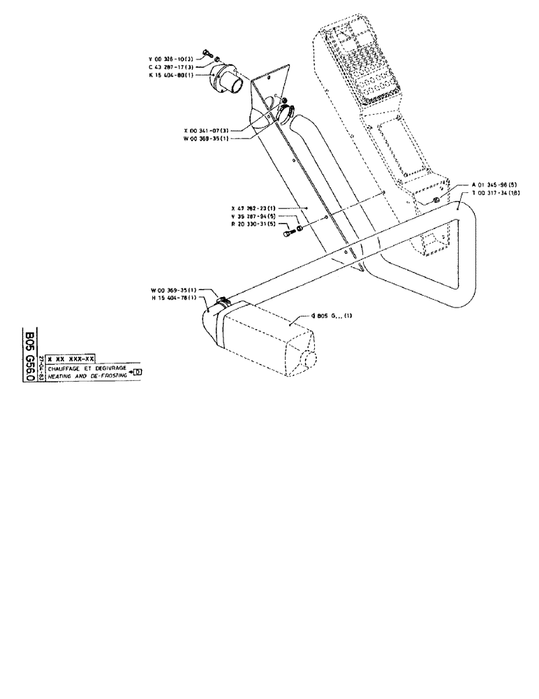Схема запчастей Case 90BCL - (118) - HEATING AND DE-FROSTING (05) - UPPERSTRUCTURE CHASSIS