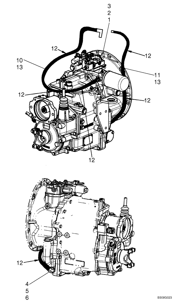 Схема запчастей Case 590SM - (07-05) - BRAKE LINES TO TRANSMISSION - 2WD (590SM) (07) - BRAKES