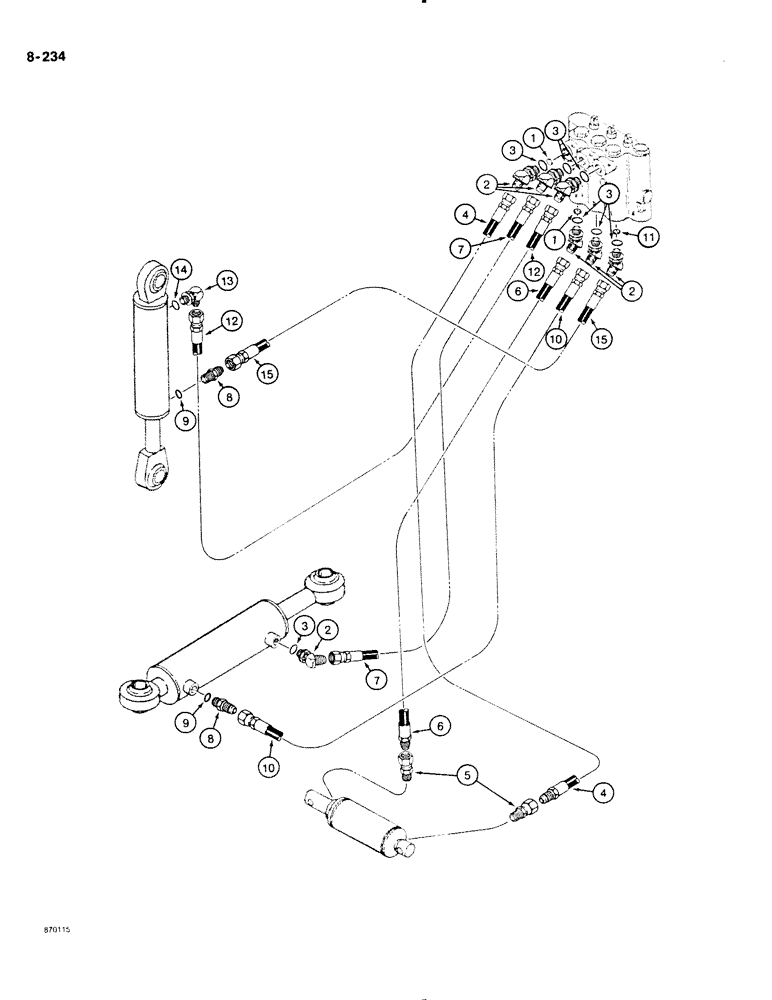 Схема запчастей Case DH4B - (8-234) - REAR MOUNTED 6-WAY BACKFILL BLADE HYDRAULIC CIRCUIT (08) - HYDRAULICS