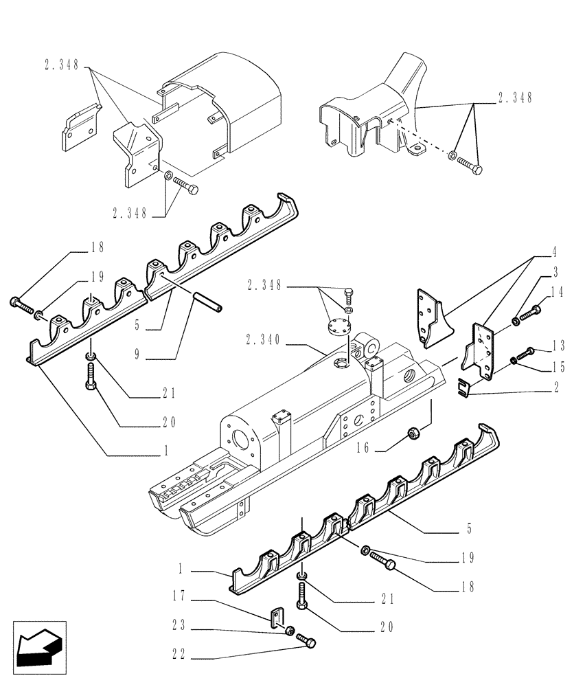 Схема запчастей Case 1850K - (9.355[01]) - TRACK ROLLER GUARD - (FULL) XLT - OPTIONAL CODE 784173021 (19) - OPTIONS