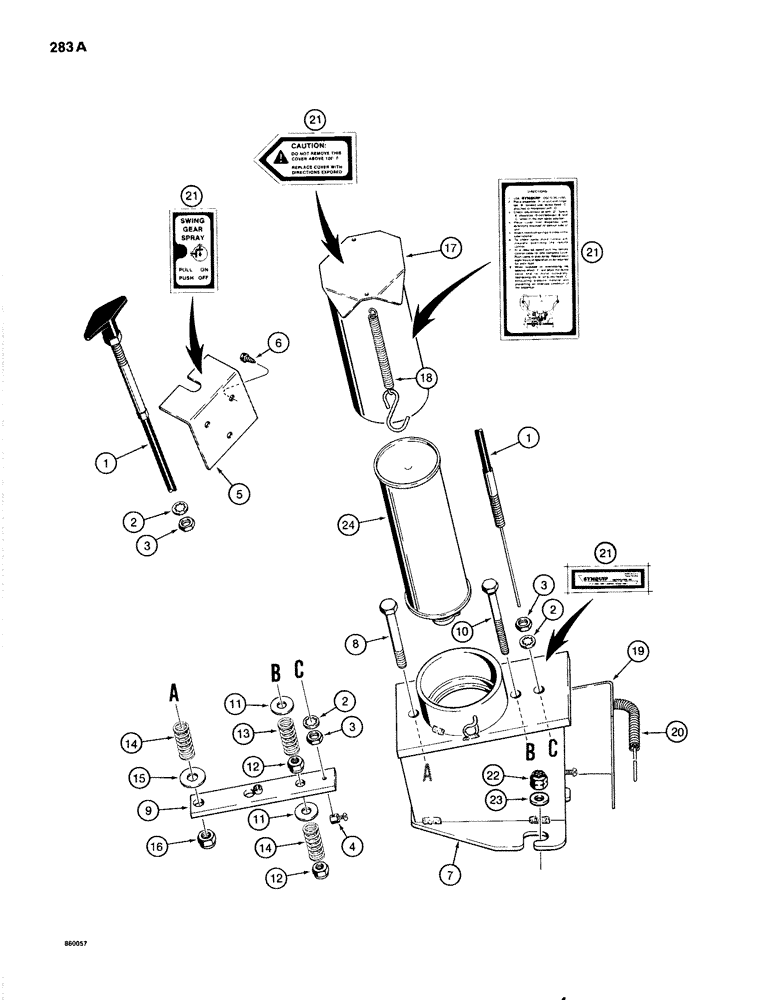 Схема запчастей Case 1080 - (283A) - SWING GEAR SPRAY LUBRICATOR (39) - FRAMES AND BALLASTING