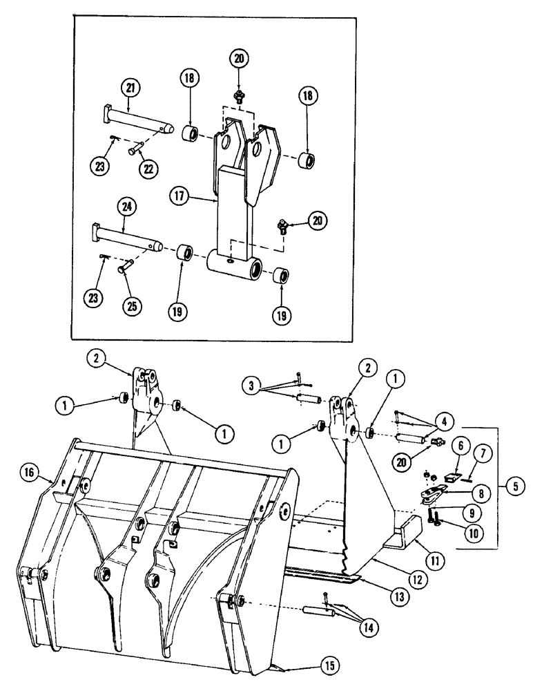 Схема запчастей Case 880 - (294) - 4-IN-1 BUCKET (19) - BUCKETS