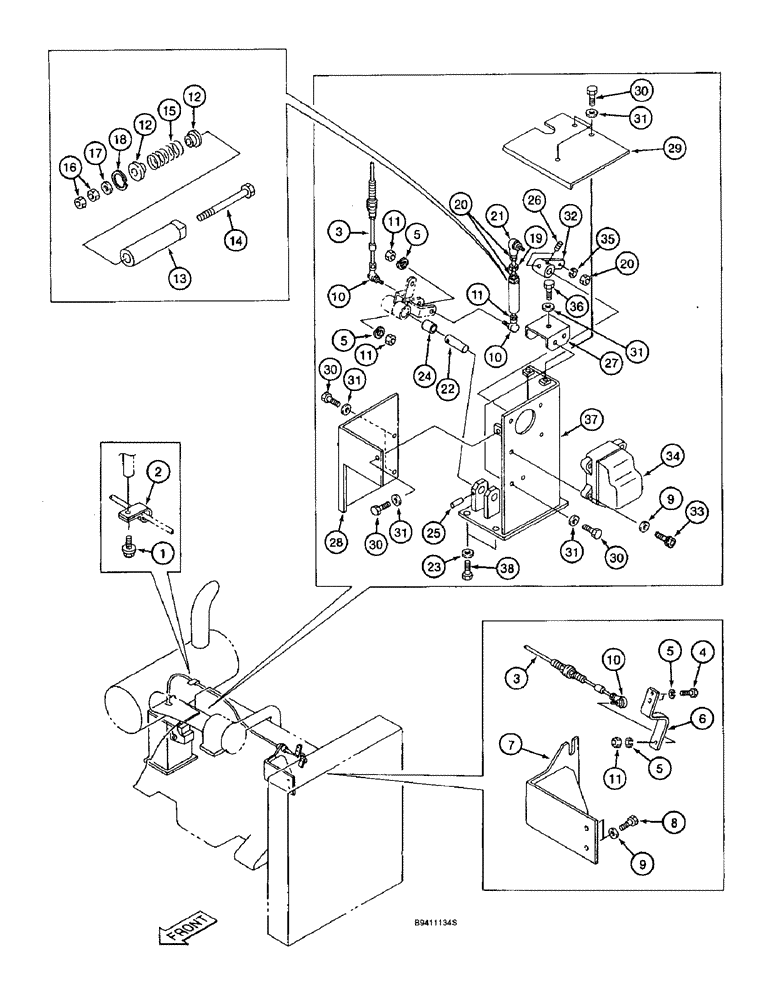 Схема запчастей Case 9040B - (3-08) - THROTTLE AND FUEL SHUTOFF CONTROLS, PRIOR TO P.I.N. DAC04#2001 (03) - FUEL SYSTEM