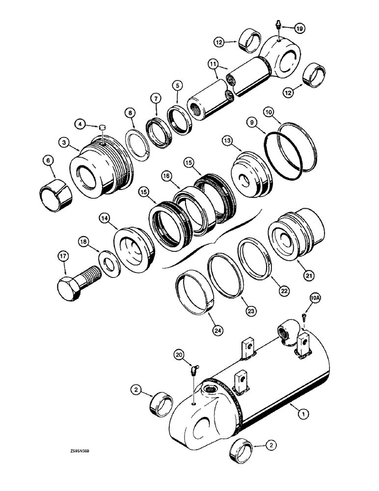Схема запчастей Case 1150E - (8-068) - G107405 AND 1986748C1 DOZER TILT CYLINDERS, LGP TILT DOZER MODELS (08) - HYDRAULICS