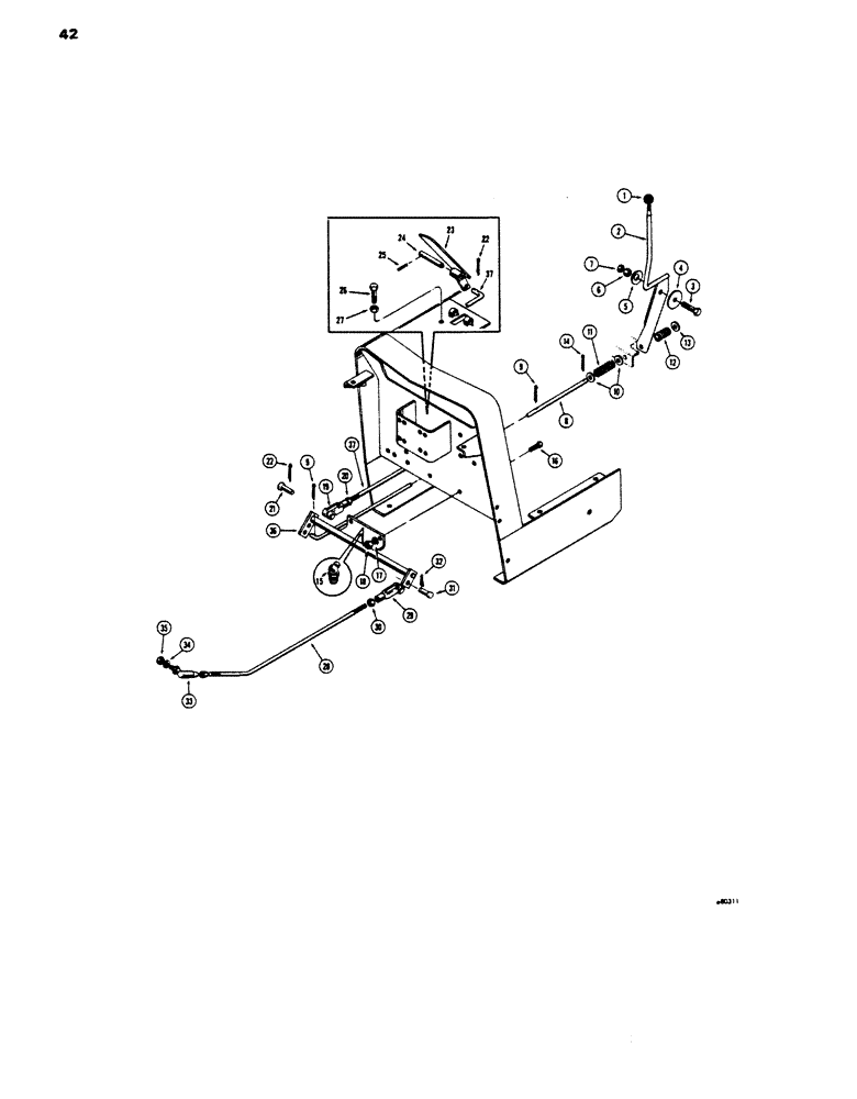 Схема запчастей Case 450 - (042) - THROTTLE CONTROL LINKAGE (01) - ENGINE