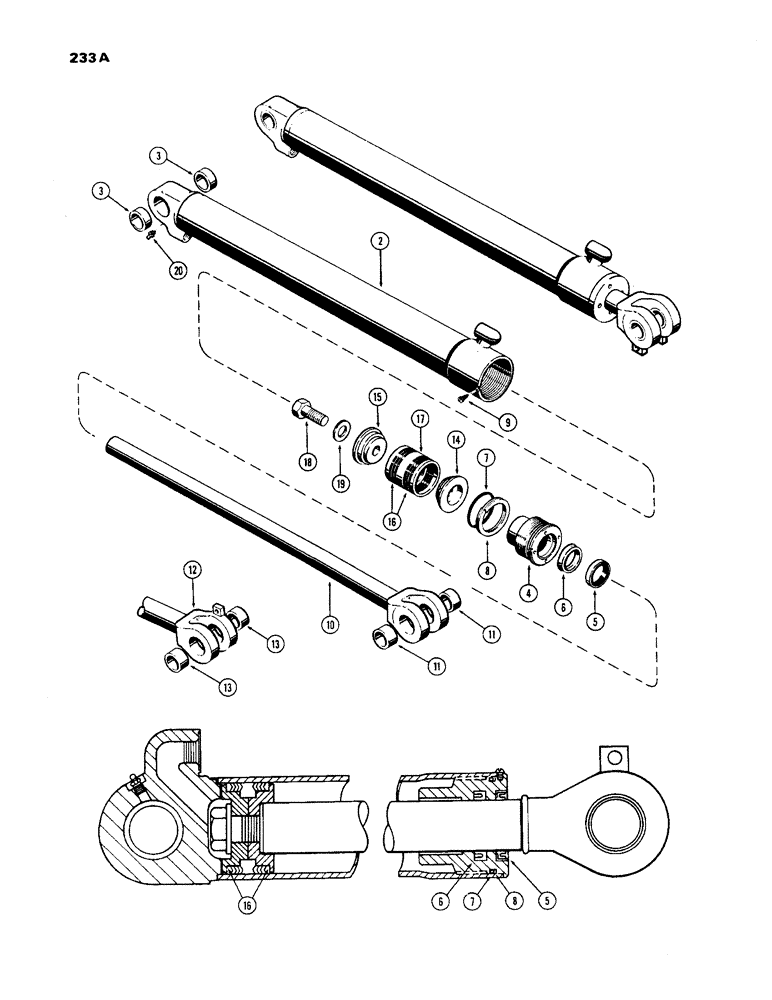 Схема запчастей Case 450 - (233A) - G33599, G33602 & G33603 LOADER LIFT CYLINDER, 3-1/2" DIAMETER CYLINDER W/23-1/2 STROKE (07) - HYDRAULIC SYSTEM