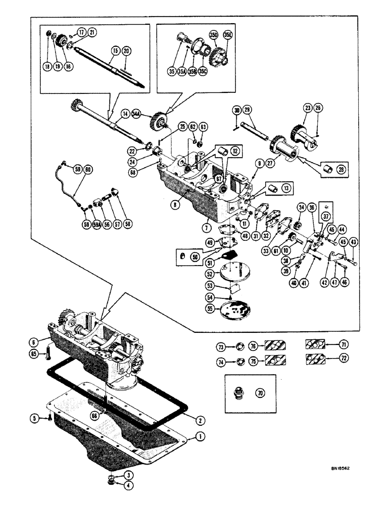 Схема запчастей Case 800 - (024) - LANCHESTER BALANCER (USED WITH TYPE I CRANKCASE) (01) - ENGINE