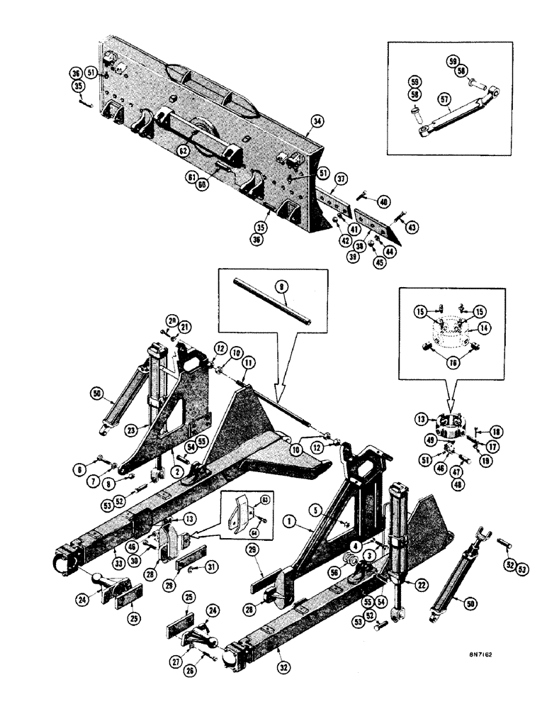 Схема запчастей Case 800 - (186) - HYDRAULIC CROWN TILT BULLDOZER (07) - HYDRAULIC SYSTEM